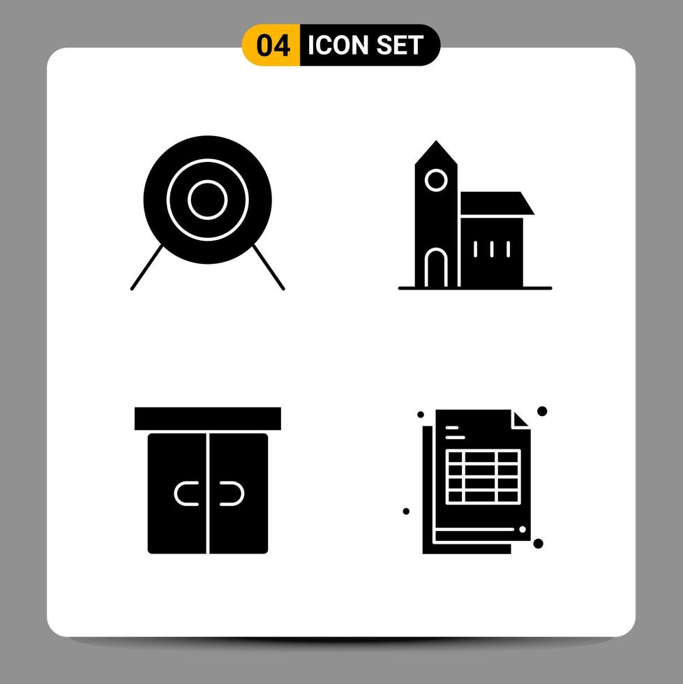4 Black Icon Pack Glyph Symbols Signs for Responsive designs on white background 4 Icons Set vector