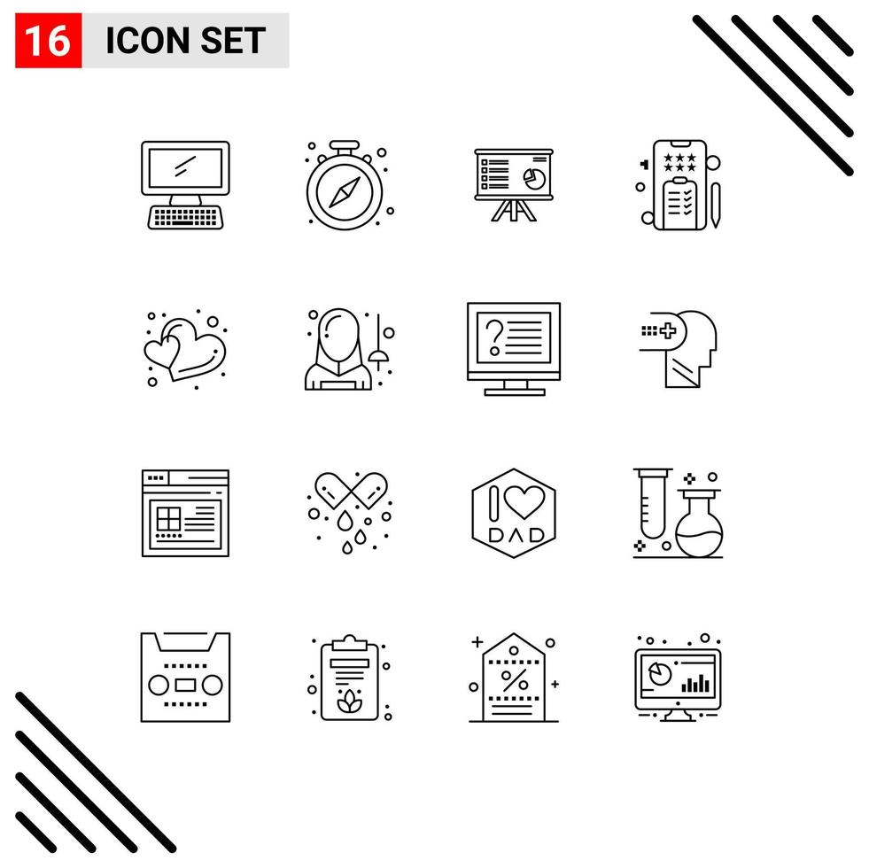 16 Outline concept for Websites Mobile and Apps text report time marketing chart Editable Vector Design Elements