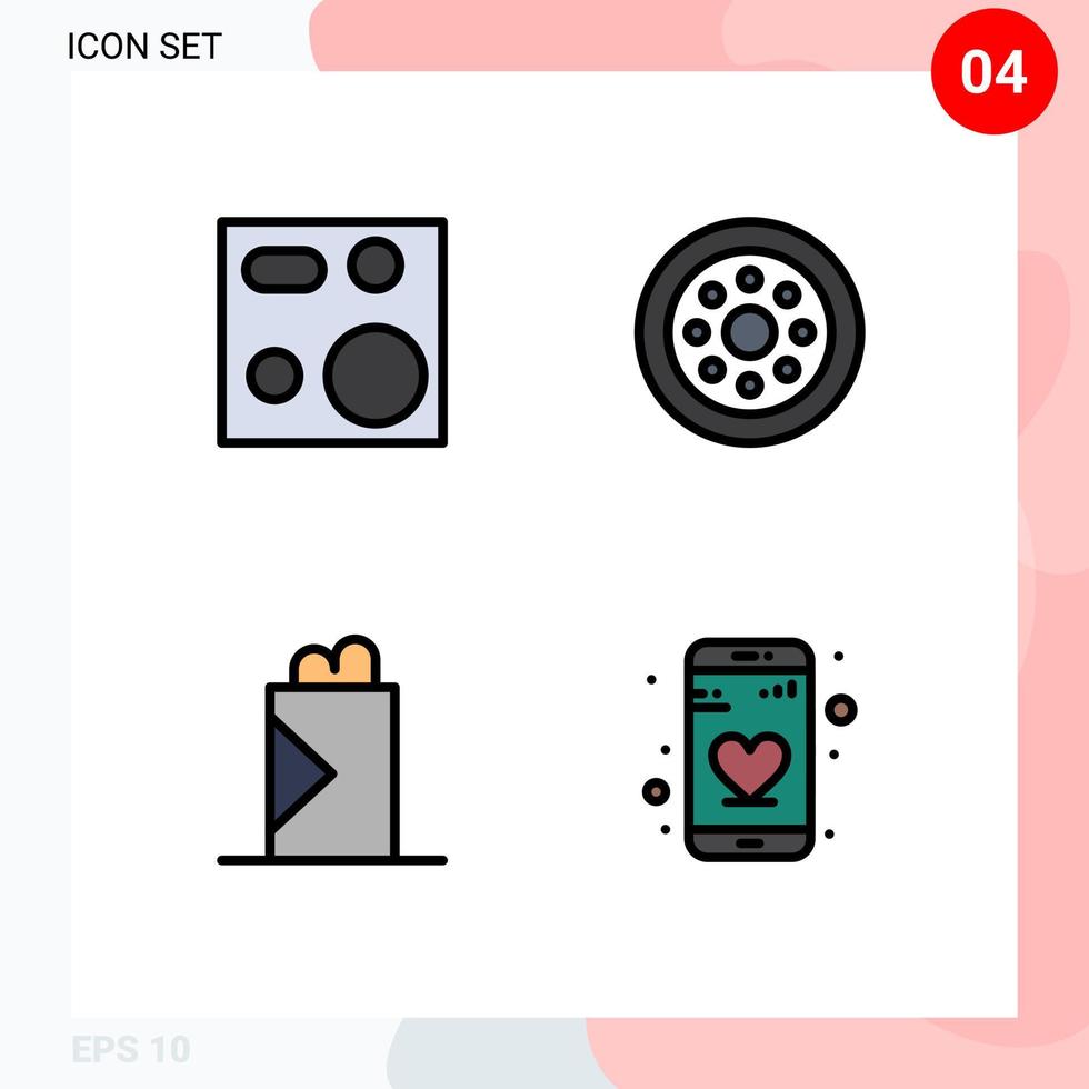 4 Creative Icons Modern Signs and Symbols of cooking fast food plate spare parts shawarma Editable Vector Design Elements