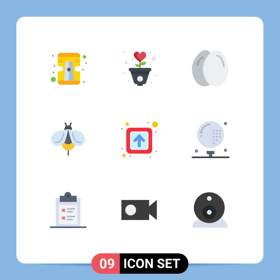 9 Universal Flat Colors Set for Web and Mobile Applications public arrow chicken bug fly Editable Vector Design Elements