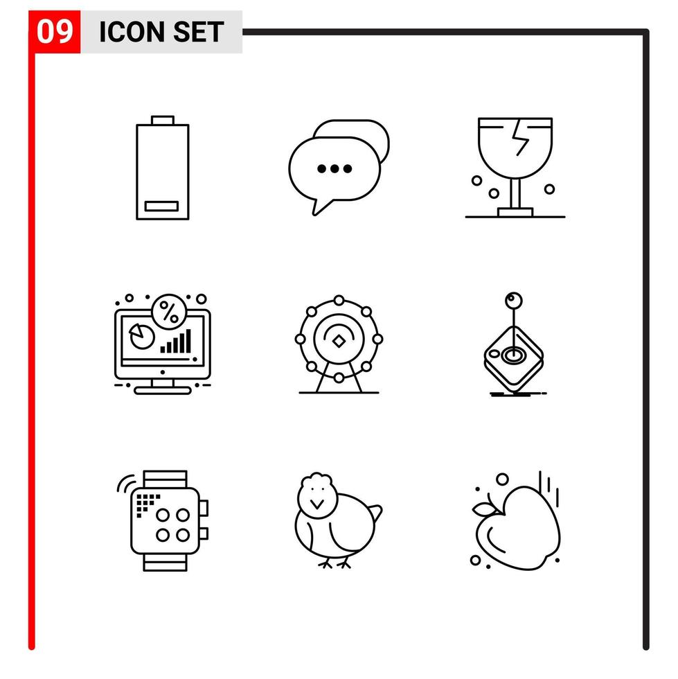 9 General Icons for website design print and mobile apps 9 Outline Symbols Signs Isolated on White Background 9 Icon Pack vector