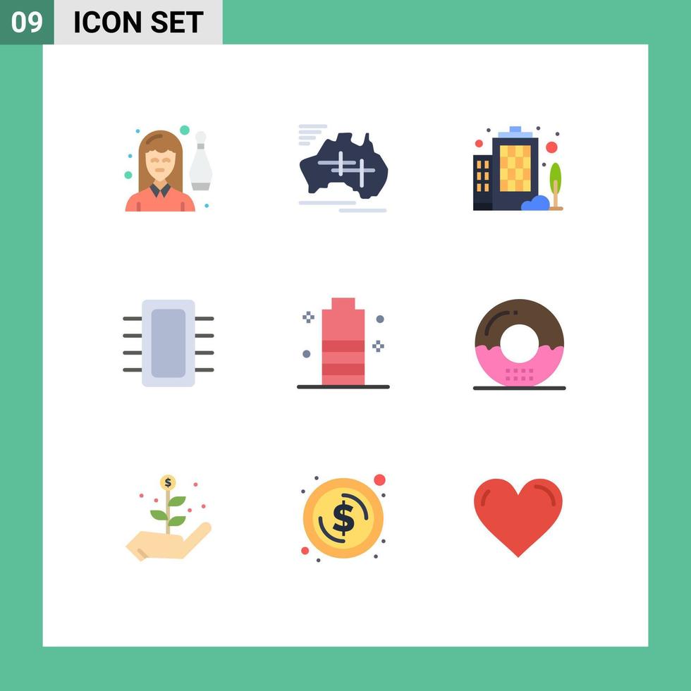 Set of 9 Modern UI Icons Symbols Signs for hardware devices travel computers company Editable Vector Design Elements