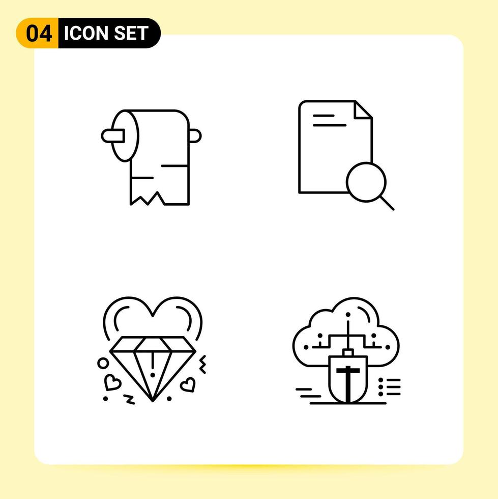 4 Creative Icons for Modern website design and responsive mobile apps 4 Outline Symbols Signs on White Background 4 Icon Pack vector