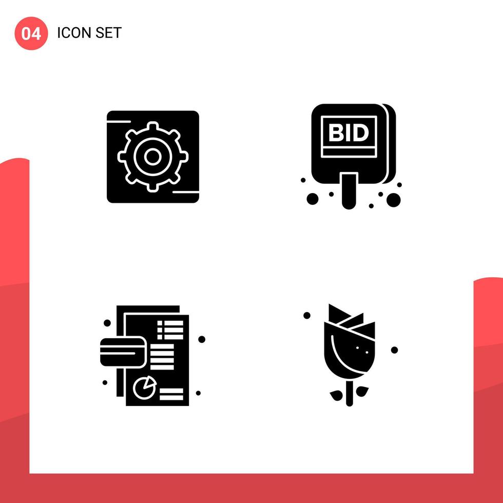 Pack of 4 Universal Glyph Icons for Print Media on White Background vector