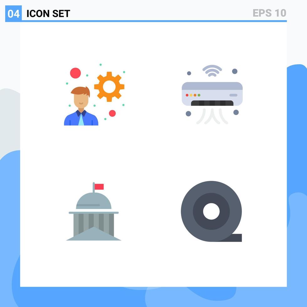 Group of 4 Modern Flat Icons Set for developer flag ac iot ireland Editable Vector Design Elements