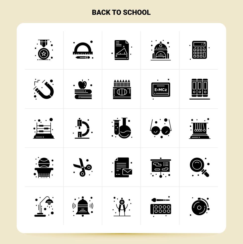 Solid 25 Back To School Icon set Vector Glyph Style Design Black Icons Set Web and Mobile Business ideas design Vector Illustration