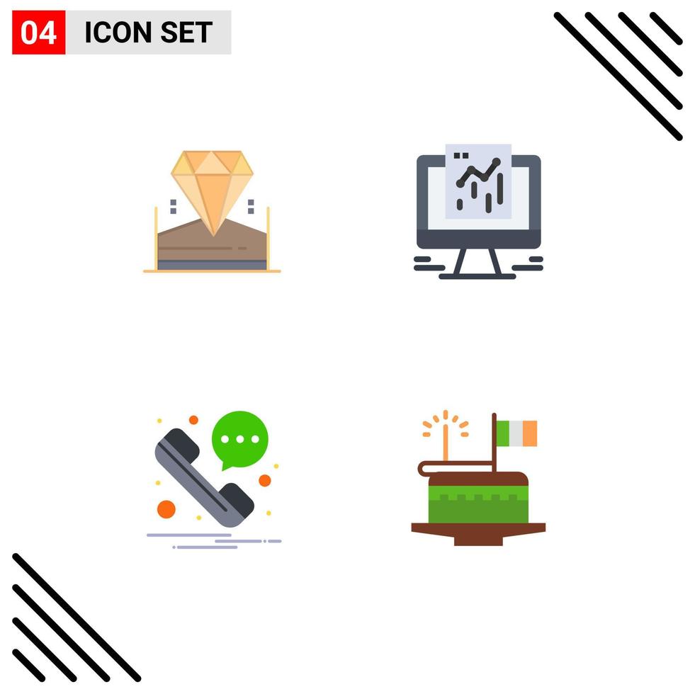 4 Creative Icons Modern Signs and Symbols of brilliant phone hotel google cake Editable Vector Design Elements
