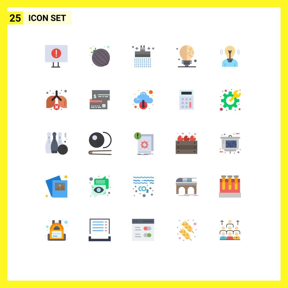 Pack of 25 Modern Flat Colors Signs and Symbols for Web Print Media such as light user shower idea science Editable Vector Design Elements