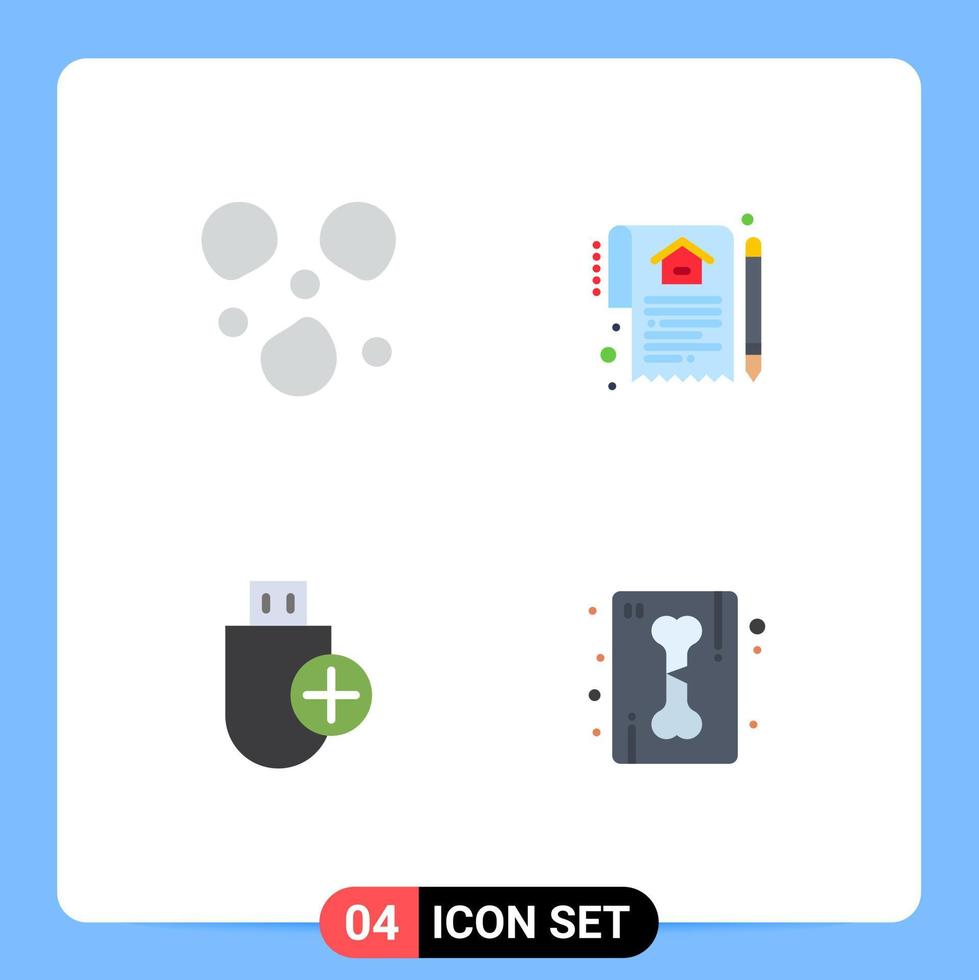 Modern Set of 4 Flat Icons and symbols such as hail computers document deal hardware Editable Vector Design Elements