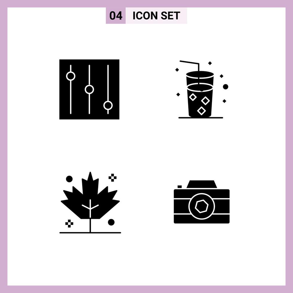 Pictogram Set of 4 Simple Solid Glyphs of tools picture juice turkey Layer 1 Editable Vector Design Elements