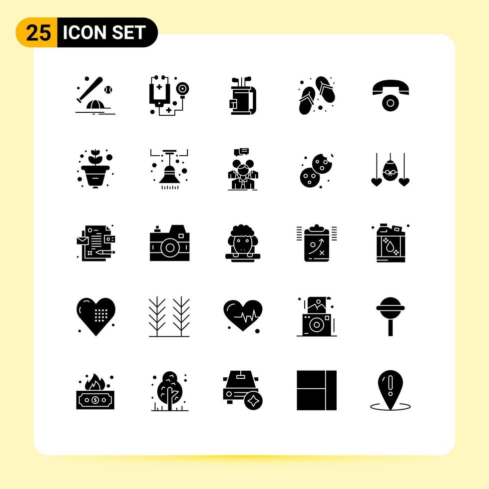 Universal Icon Symbols Group of 25 Modern Solid Glyphs of spa shoes tools footwear golf Editable Vector Design Elements