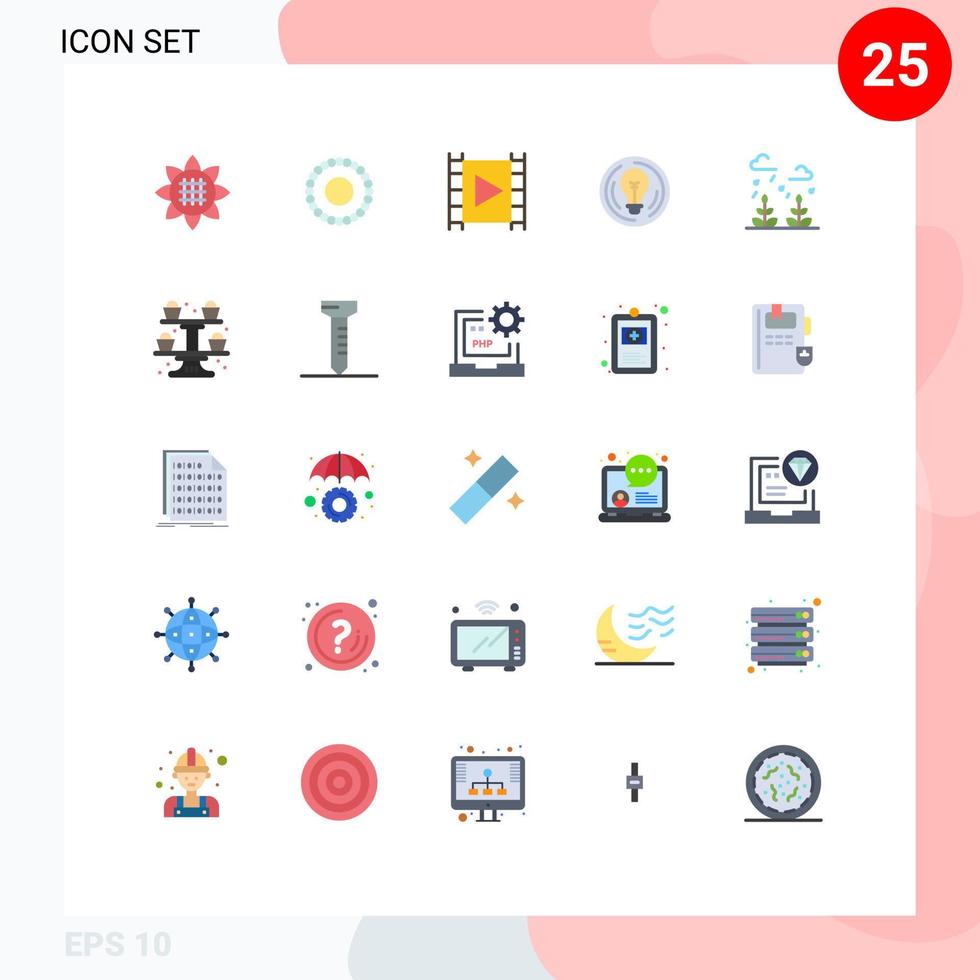Universal Icon Symbols Group of 25 Modern Flat Colors of environment creative media player circle bulb Editable Vector Design Elements