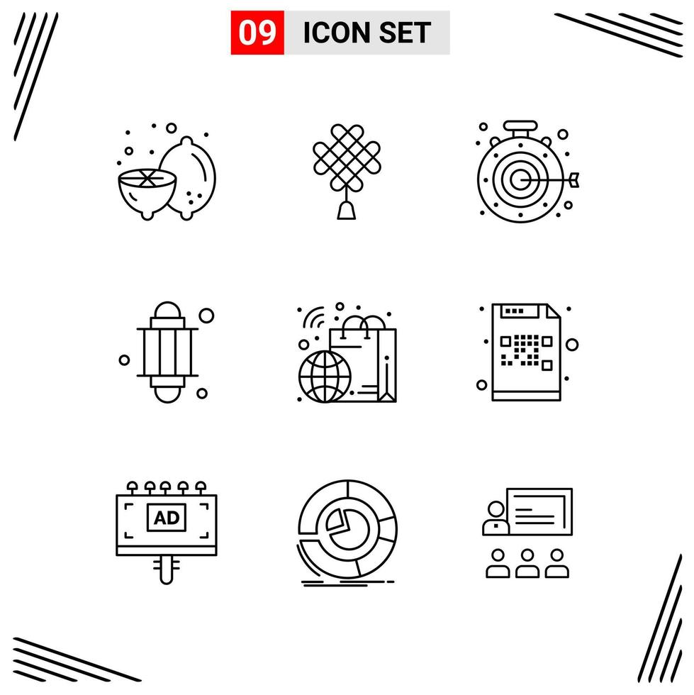 9 Icons Line Style Grid Based Creative Outline Symbols for Website Design Simple Line Icon Signs Isolated on White Background 9 Icon Set vector