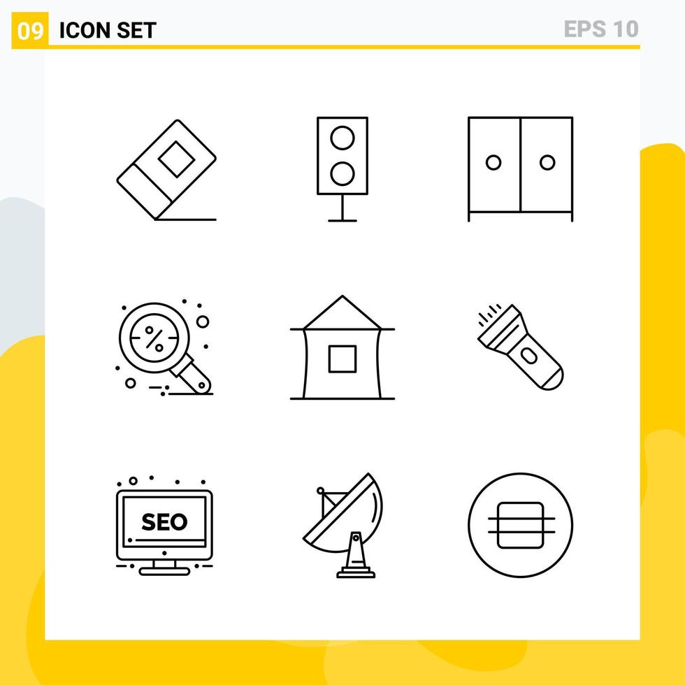 Collection of 9 Universal Line Icons Icon Set for Web and Mobile vector