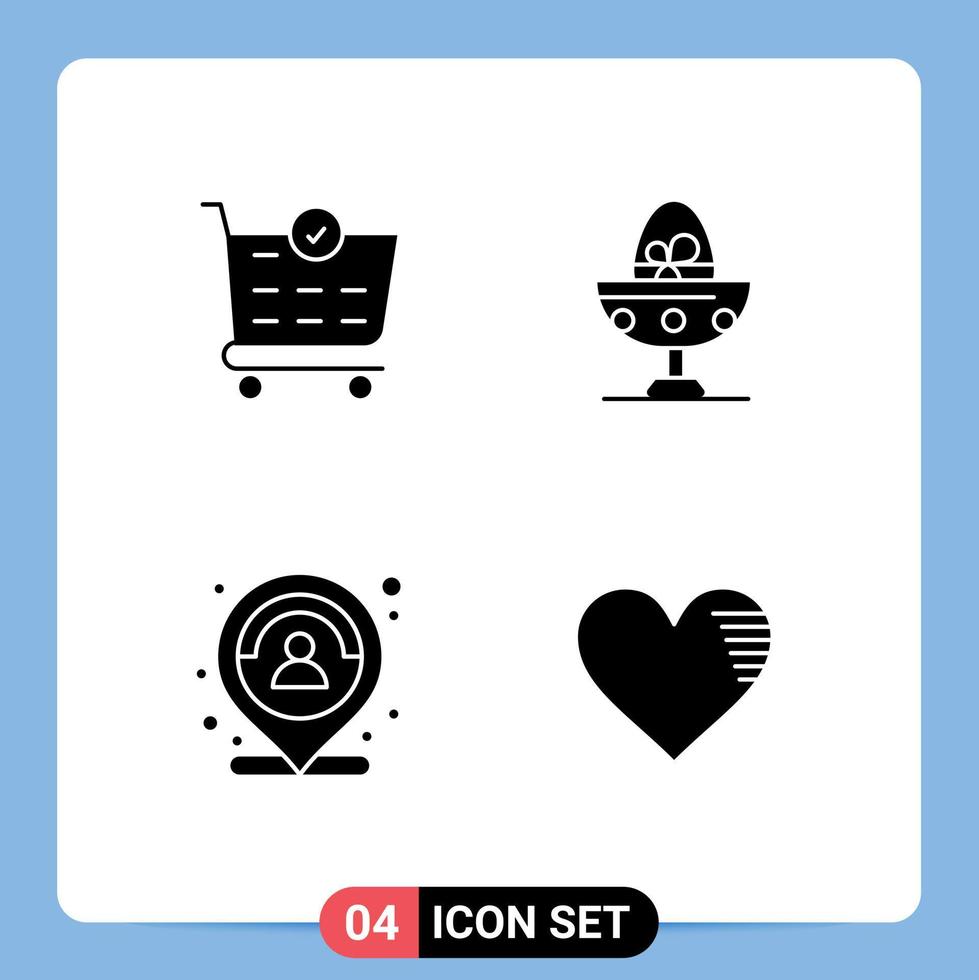 Solid Glyph Pack of 4 Universal Symbols of buy location boiled egg marker Editable Vector Design Elements