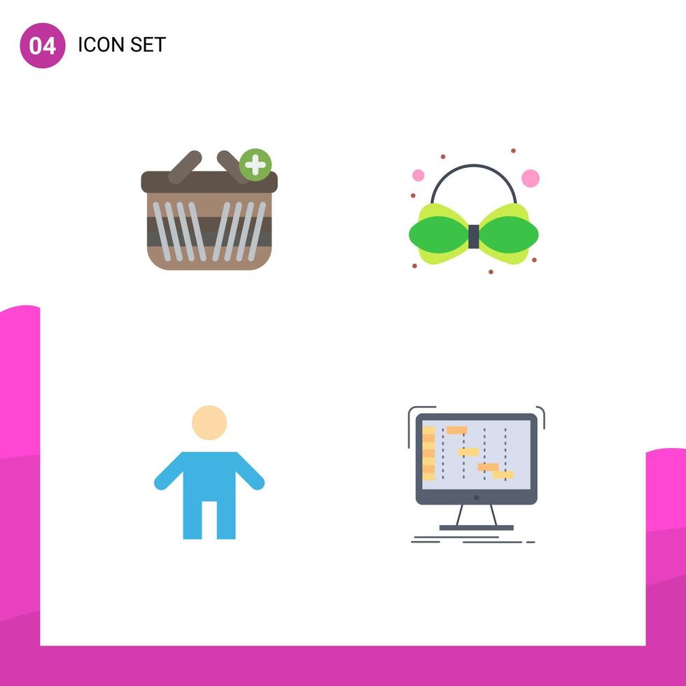 4 Flat Icon concept for Websites Mobile and Apps basket father add tie ableton Editable Vector Design Elements