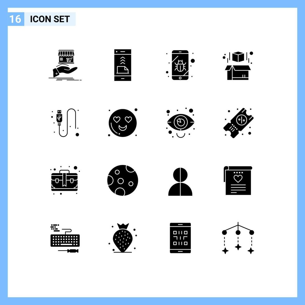 16 Creative Icons Modern Signs and Symbols of cable model file box security Editable Vector Design Elements