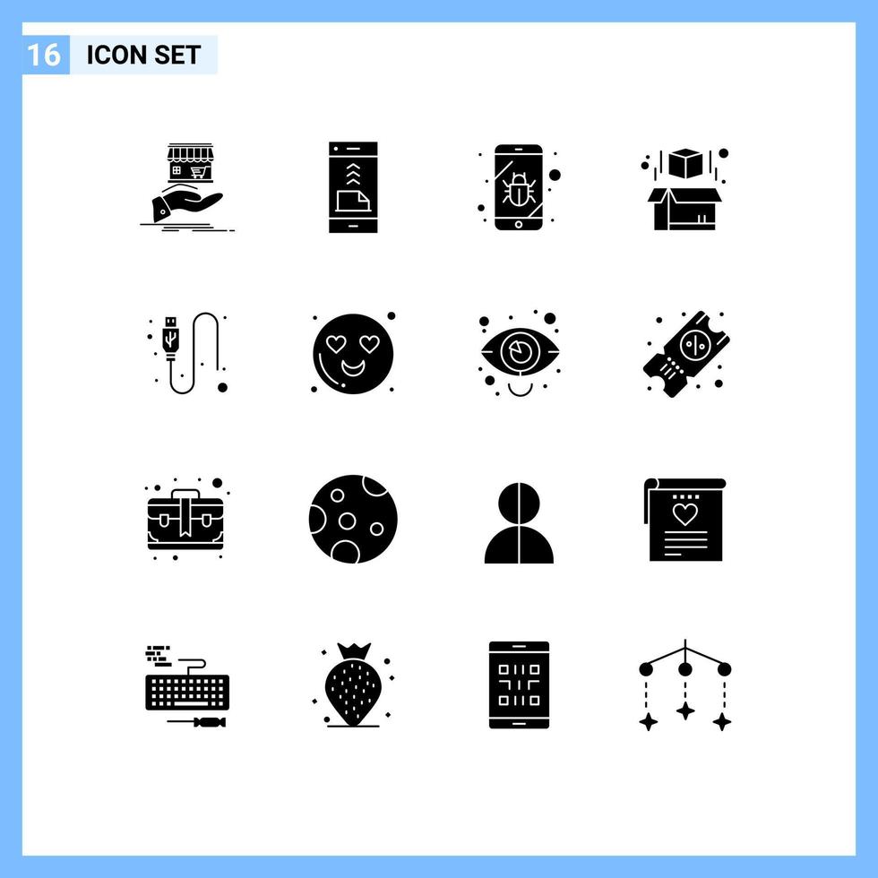 16 Creative Icons Modern Signs and Symbols of cable model file box security Editable Vector Design Elements