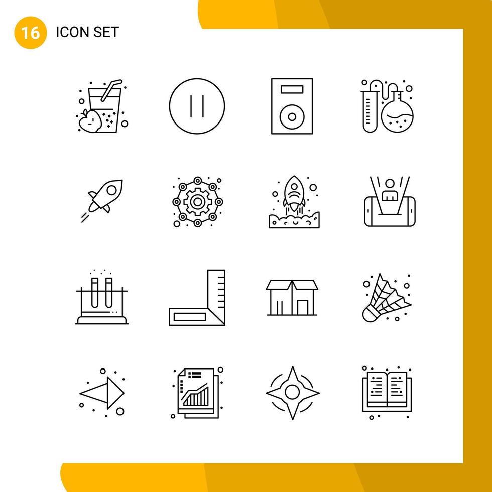 16 Icon Set Line Style Icon Pack Outline Symbols isolated on White Backgound for Responsive Website Designing vector