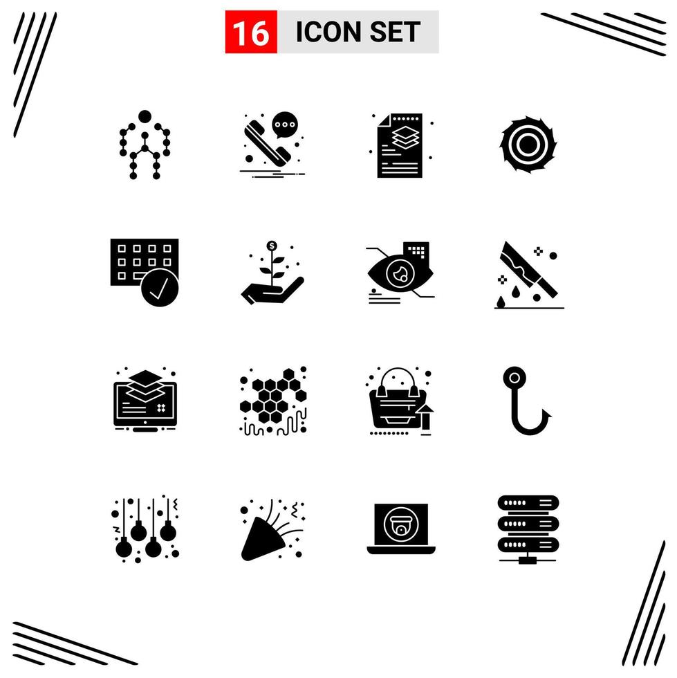 16 Universal Solid Glyph Signs Symbols of devices computers creative line blades cutter Editable Vector Design Elements