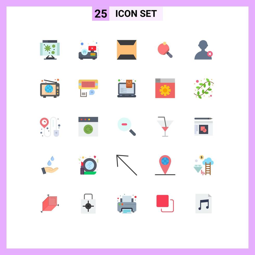 User Interface Pack of 25 Basic Flat Colors of web man envelope delete table Editable Vector Design Elements