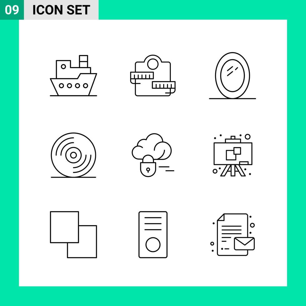 Pack of 9 Line Style Icon Set Outline Symbols for print Creative Signs Isolated on White Background 9 Icon Set vector