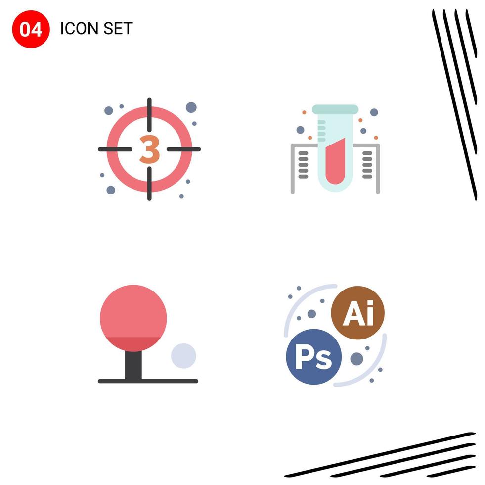 Group of 4 Modern Flat Icons Set for countdown outline start experiment branding Editable Vector Design Elements