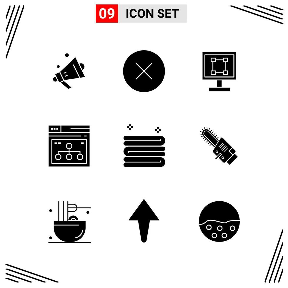 9 Icons Solid Style Grid Based Creative Glyph Symbols for Website Design Simple Solid Icon Signs Isolated on White Background 9 Icon Set vector
