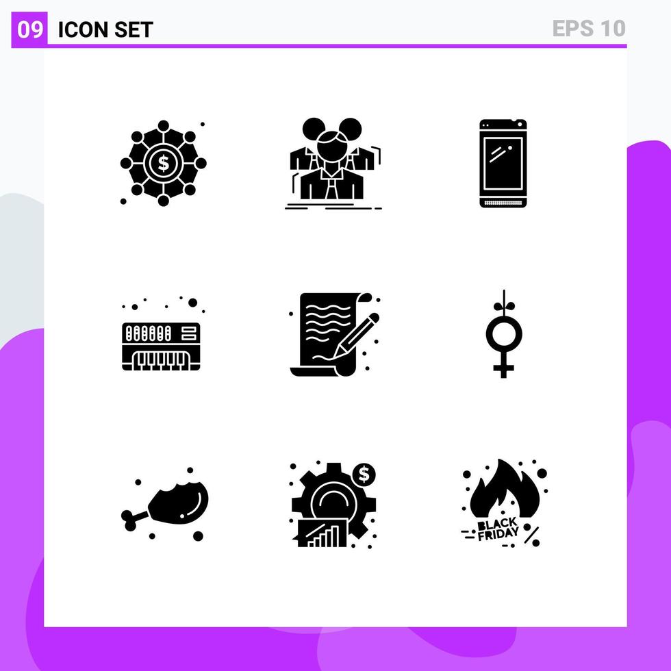 9 iconos creativos signos y símbolos modernos de arte grupo electrónico analógico huawei elementos de diseño vectorial editables vector