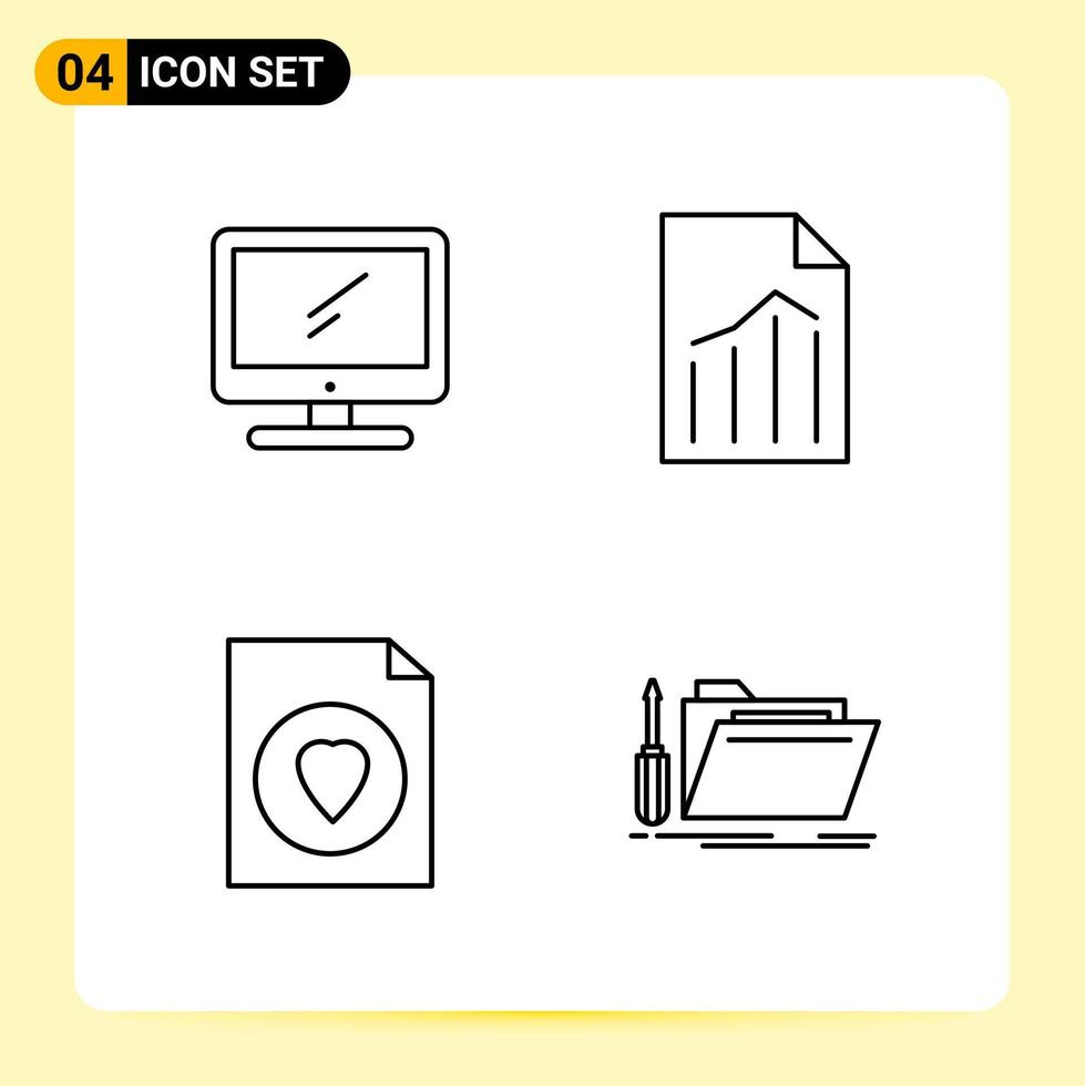 4 Creative Icons for Modern website design and responsive mobile apps 4 Outline Symbols Signs on White Background 4 Icon Pack vector