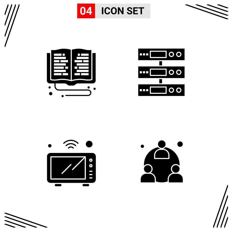 4 Icons Solid Style Grid Based Creative Glyph Symbols for Website Design Simple Solid Icon Signs Isolated on White Background 4 Icon Set vector