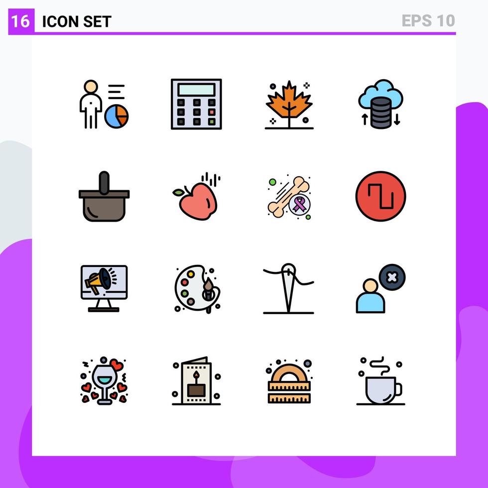16 Creative Icons Modern Signs and Symbols of picnic food holiday basket cloud network Editable Creative Vector Design Elements
