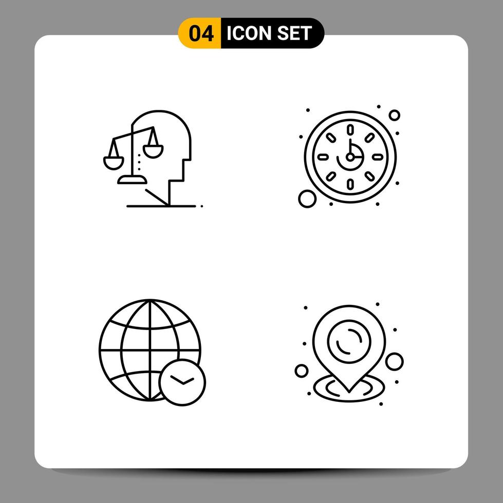 4 Black Icon Pack Outline Symbols Signs for Responsive designs on white background 4 Icons Set vector