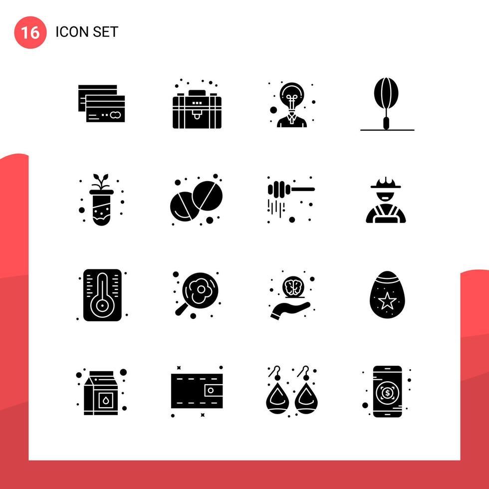 Pack of 16 Universal Glyph Icons for Print Media on White Background vector