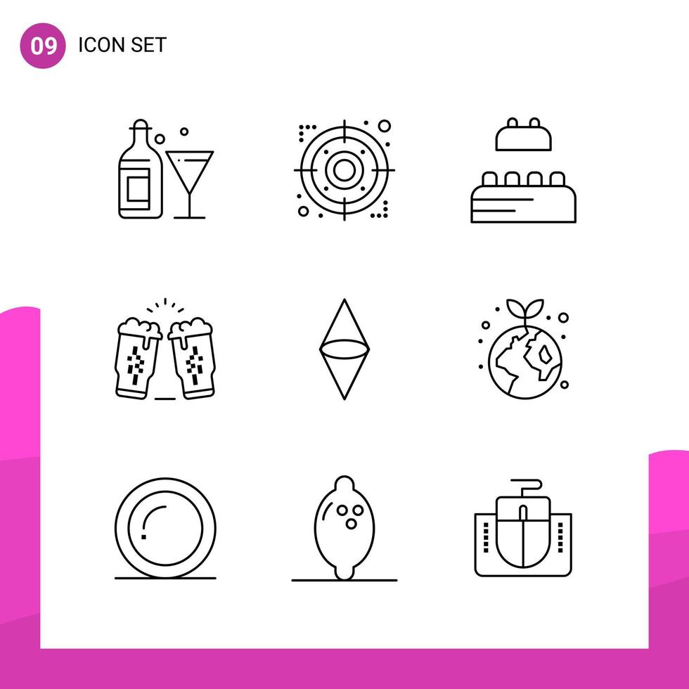 Outline Icon set Pack of 9 Line Icons isolated on White Background for responsive Website Design Print and Mobile Applications vector