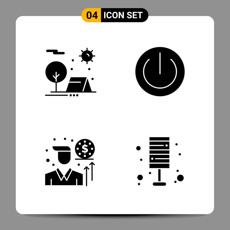 4 Black Icon Pack Glyph Symbols Signs for Responsive designs on white background 4 Icons Set vector