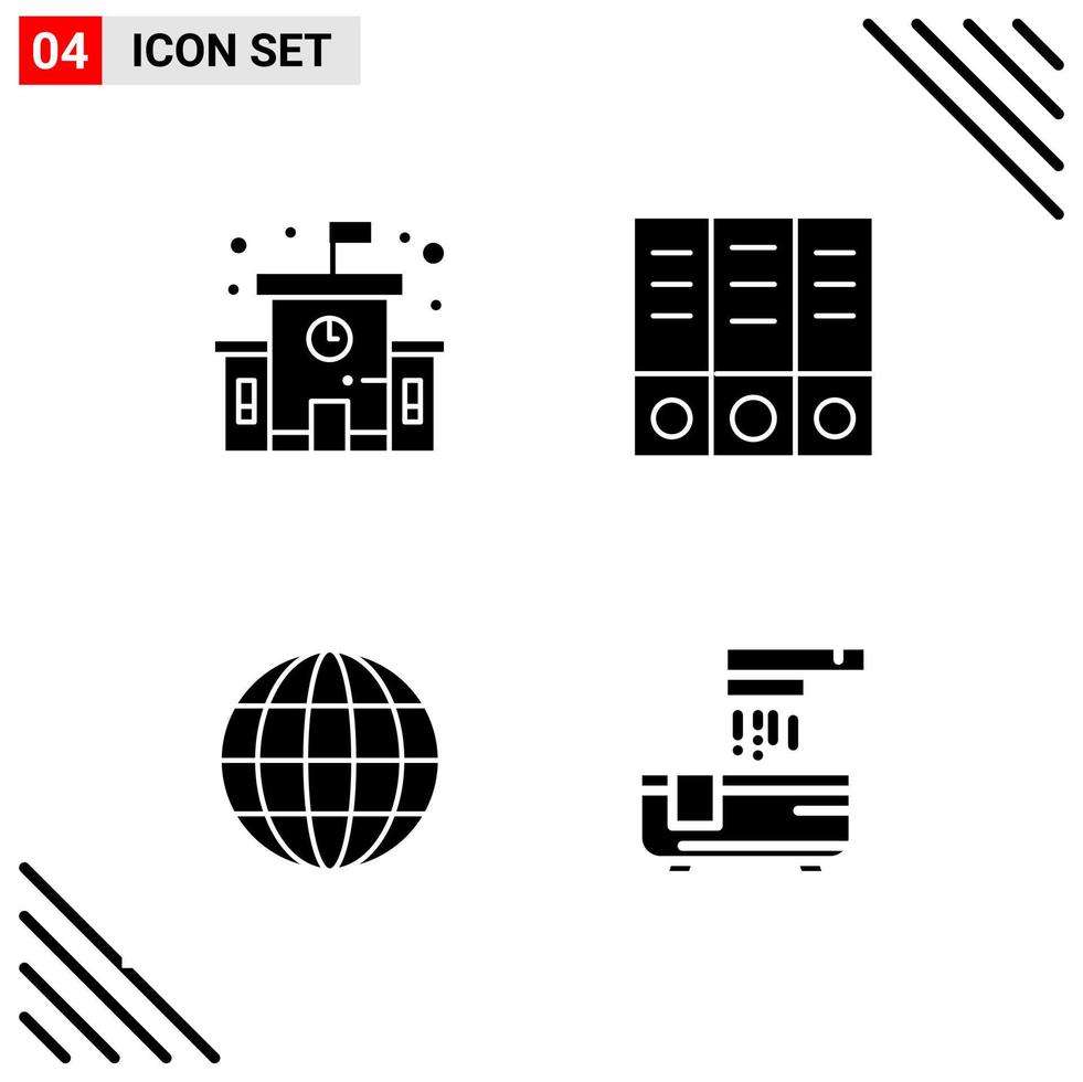 Pixle Perfect Set of 4 Solid Icons Glyph Icon Set for Webite Designing and Mobile Applications Interface vector