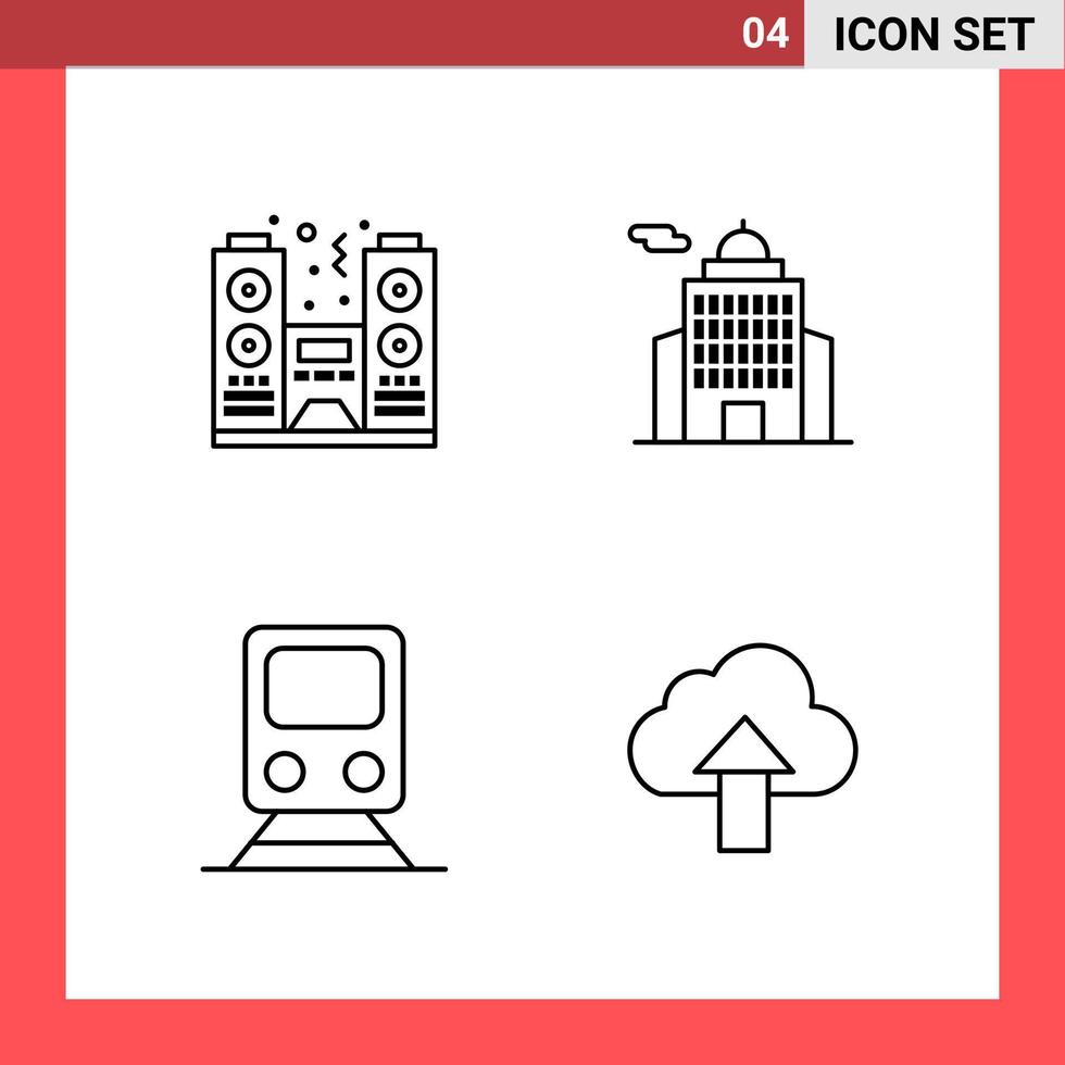 4 Icon Pack Line Style Outline Symbols on White Background Simple Signs for general designing vector