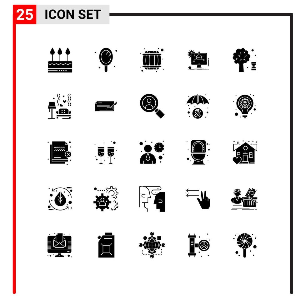 Modern Set of 25 Solid Glyphs and symbols such as knowledge it salon experiment drink Editable Vector Design Elements