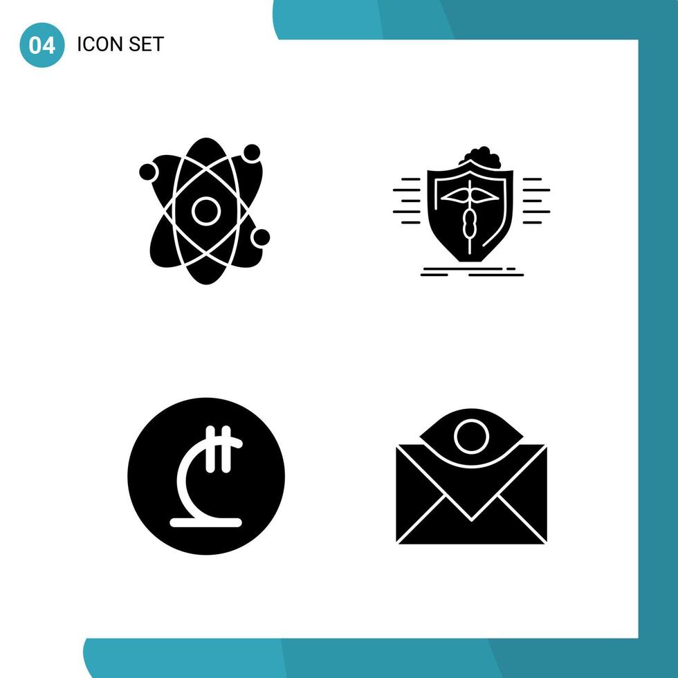 Vector Pack of 4 Glyph Symbols Solid Style Icon Set on White Background for Web and Mobile