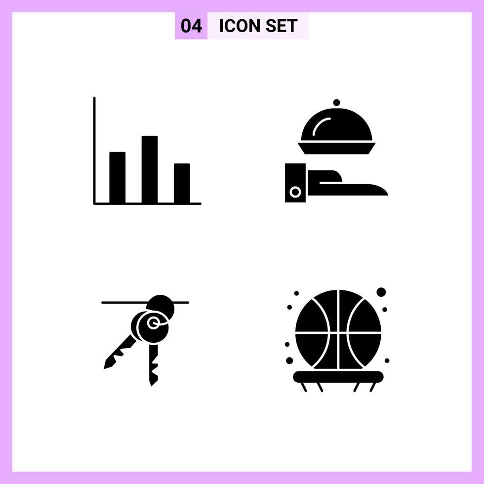 4 Icons in Solid Style Glyph Symbols on White Background Creative Vector Signs for Web mobile and Print