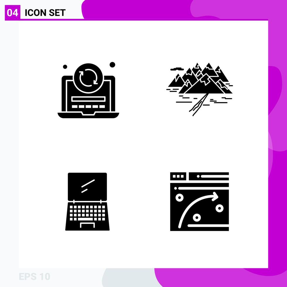 Solid Icon set Pack of 4 Glyph Icons isolated on White Background for Web Print and Mobile vector