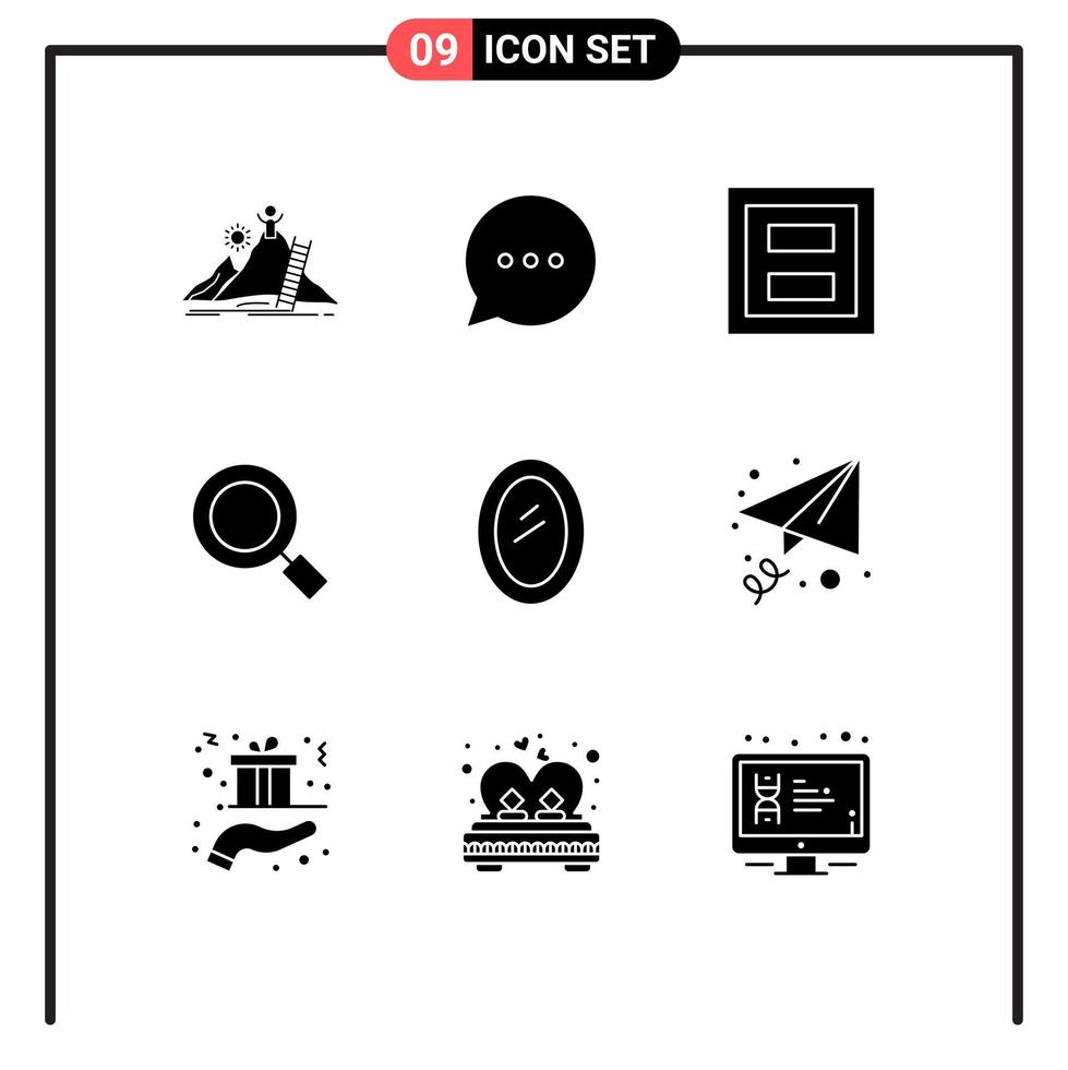 Pack of 9 creative Solid Glyphs of appliances magnify display magnifier two Editable Vector Design Elements