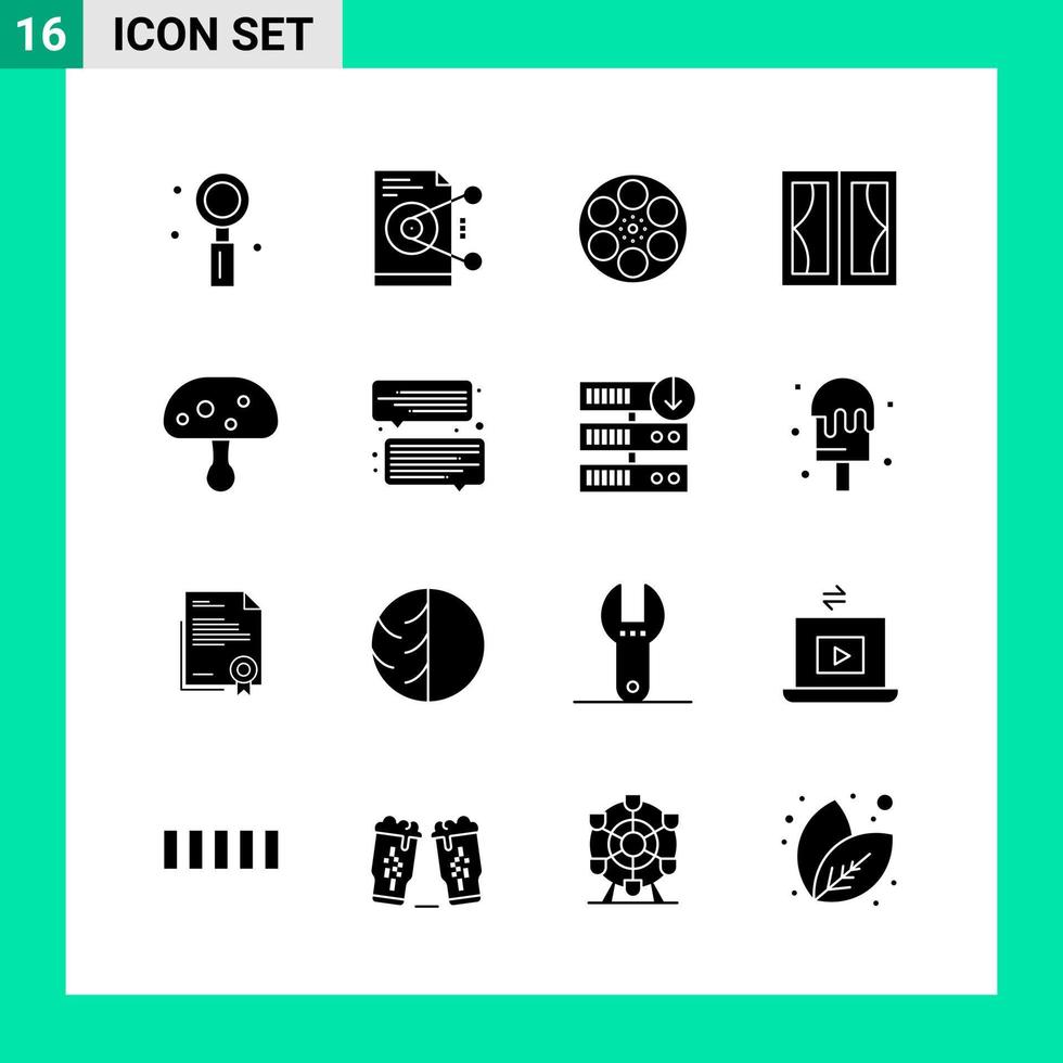 Pack of 16 Solid Style Icon Set Glyph Symbols for print Creative Signs Isolated on White Background 16 Icon Set vector