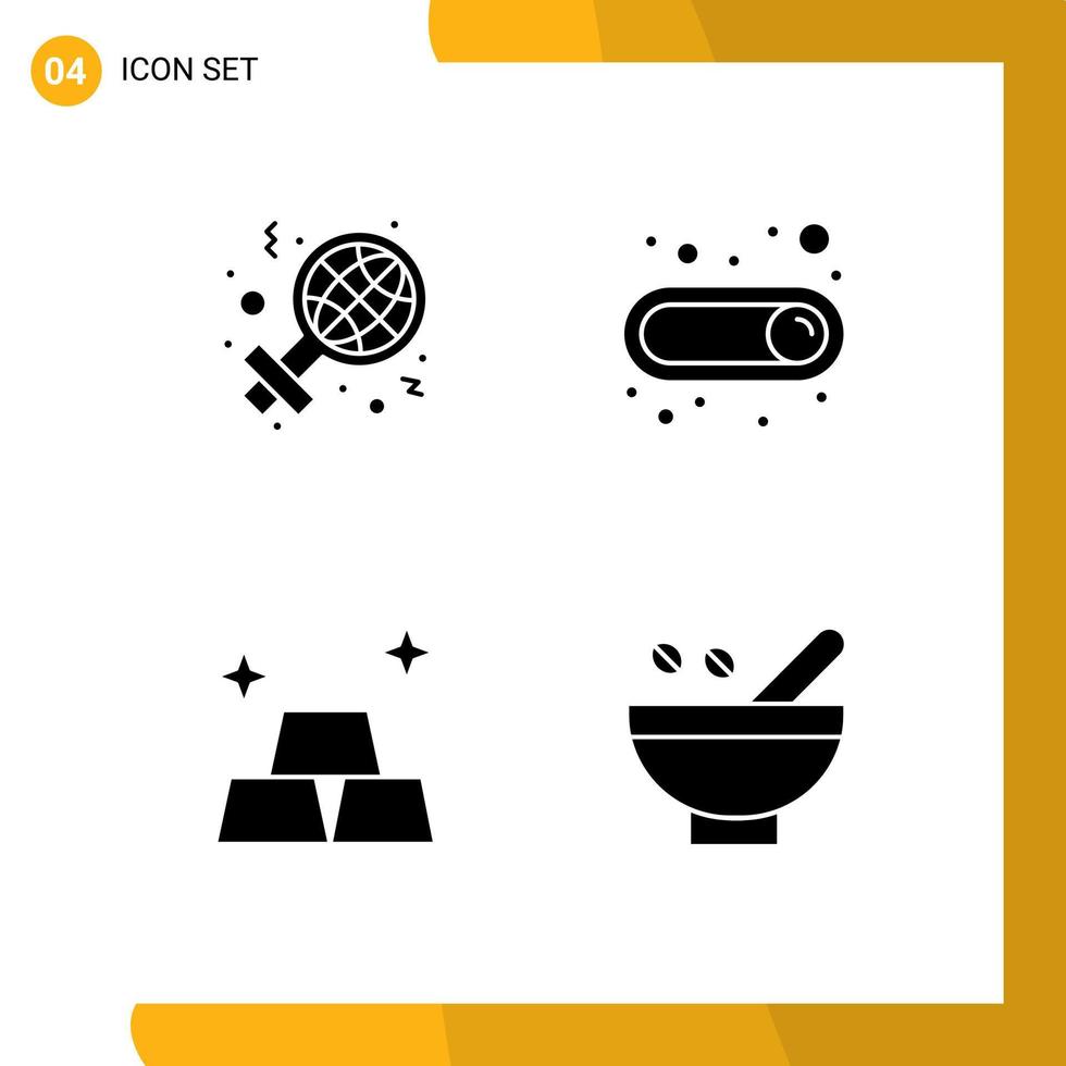 Pack of 4 creative Solid Glyphs of day money sign toggle herbs Editable Vector Design Elements