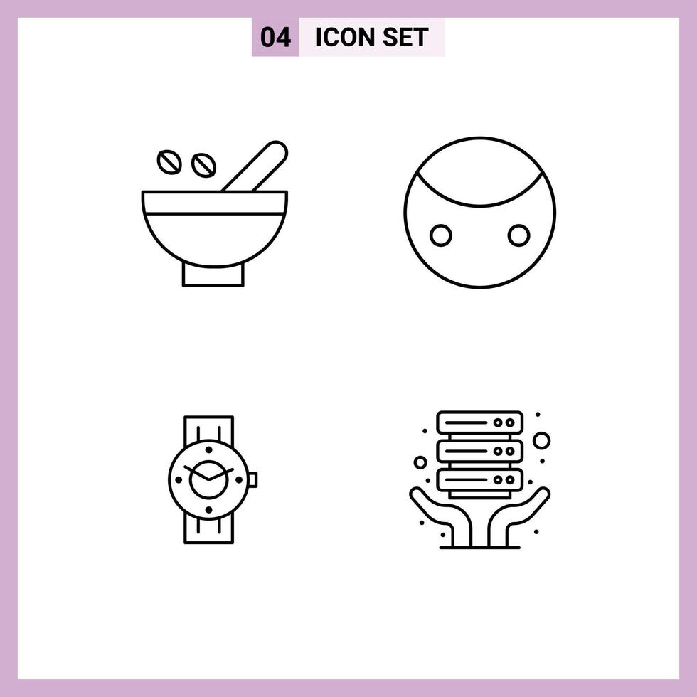 4 Universal Line Signs Symbols of cosmetic herbs symbols natural greatness smart watch Editable Vector Design Elements