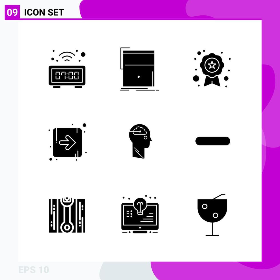 Solid Icon set Pack of 9 Glyph Icons isolated on White Background for Web Print and Mobile vector