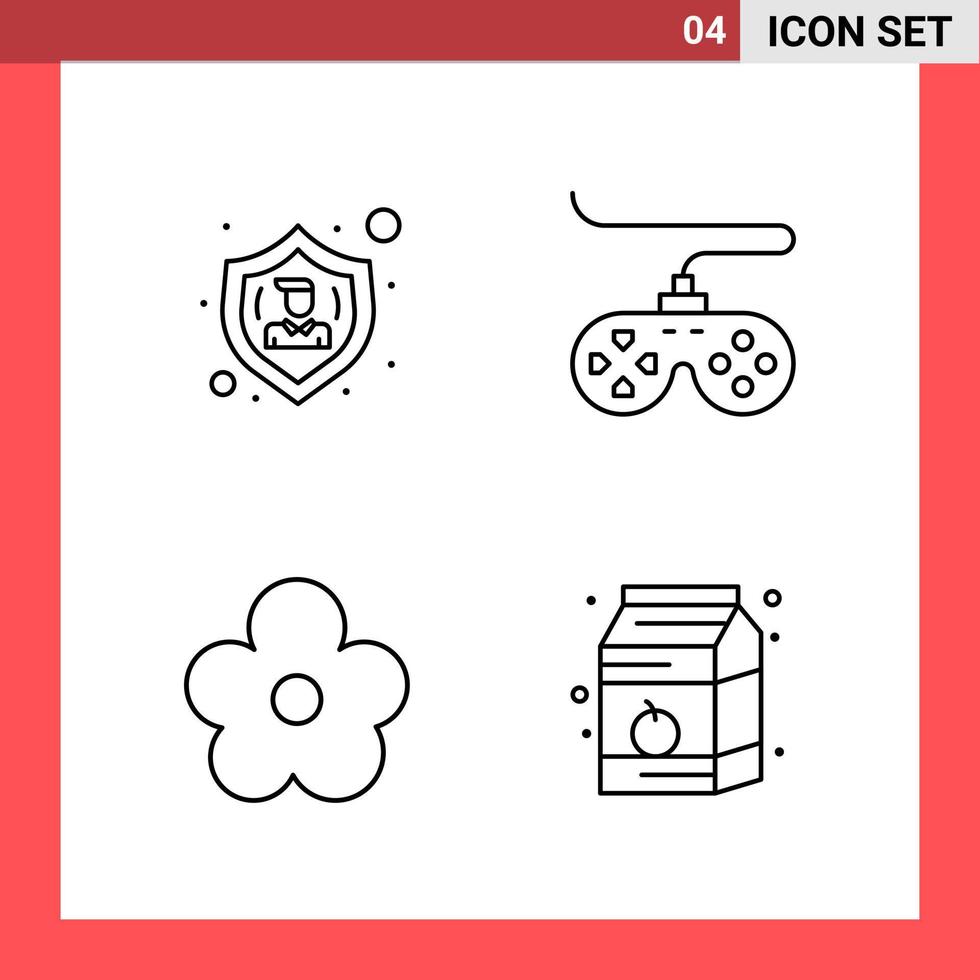 4 Icon Pack Line Style Outline Symbols on White Background Simple Signs for general designing vector