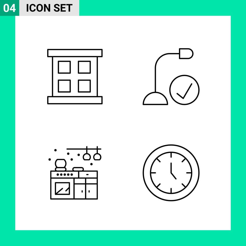 Pack of 4 Line Style Icon Set Outline Symbols for print Creative Signs Isolated on White Background 4 Icon Set vector
