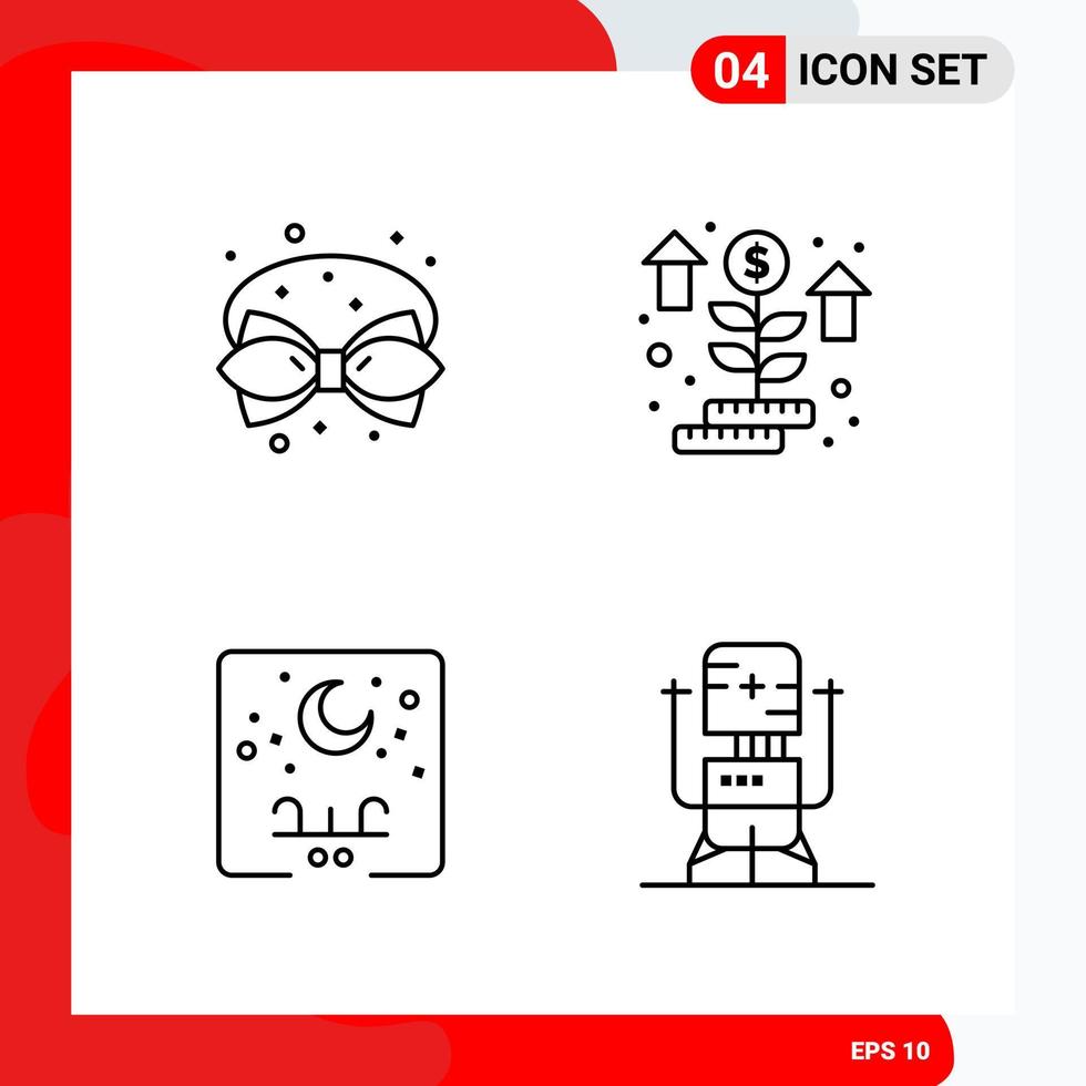 Creative Set of 4 Universal Outline Icons isolated on White Background vector